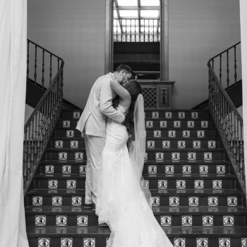 Staircase Bride and Groom